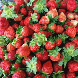 Full frame shot of strawberries for sale in market