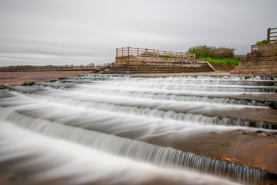 Long exposure of the waterfall on dunster beach