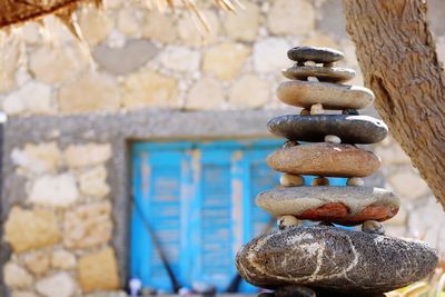 Stack of stones on wall