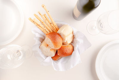 High angle view of food on table