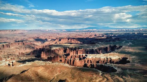 Scenic view of canyonlands national park against sky at utah