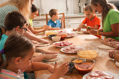 Group of people having food