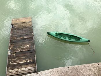 High angle view of pier on lake