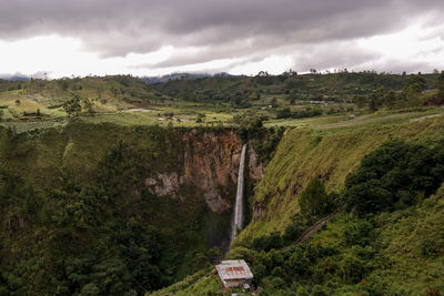 High angle view of landscape against sky