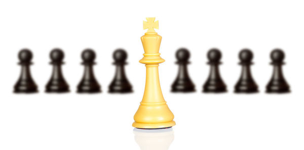 Close-up of chess pieces against white background