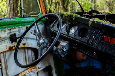 Close-up of abandoned vehicle