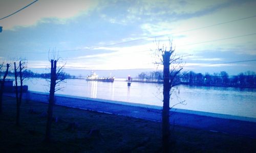 Scenic view of lake against sky