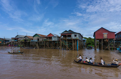 Students going back home from school in kampung phluk, cambodia
