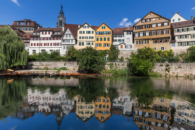 Reflection of buildings in lake