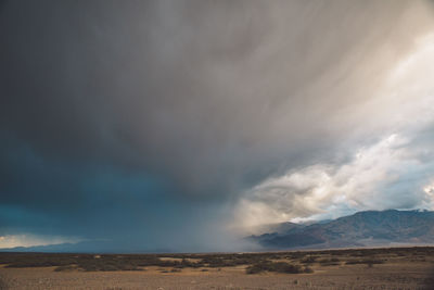 Storm clouds over desert