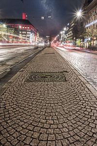 Surface level of road at night