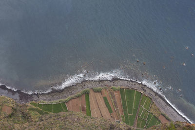 High angle view of wet beach