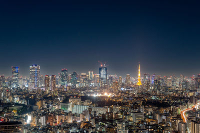 Urban view of tokyo at night as seen from a high-rise building in ebisu, shibuya-ku, tokyo.