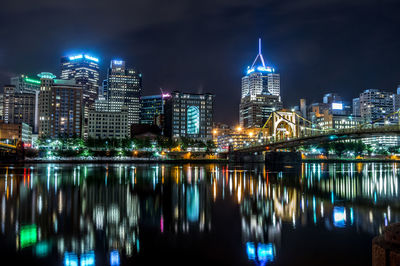 Illuminated city at night