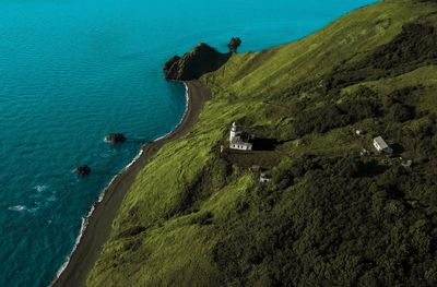 High angle view of people on beach