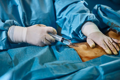 Low angle view of hands working
