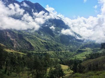 Scenic view of mountains against sky