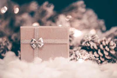 Close-up of christmas gift box