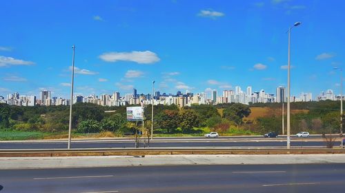 View of road against blue sky