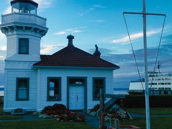 Lighthouse against blue sky