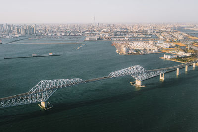 High angle view of buildings in city