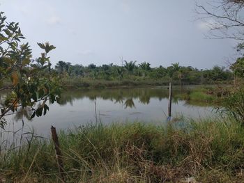 Scenic view of lake against sky