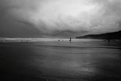 Scenic view of sea against cloudy sky