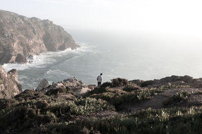 Scenic view of sea against clear sky