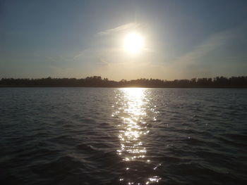 Scenic view of lake at sunset