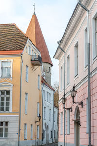 Low angle view of buildings in city