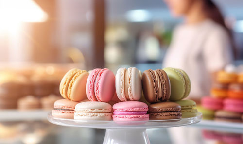 Close-up of macaroons on table