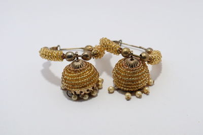 High angle view of decoration on white background