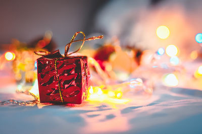 Close-up of christmas decoration in box