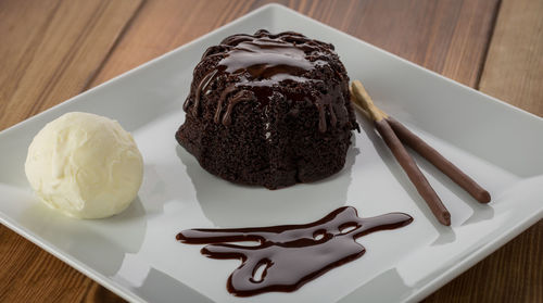 Close-up of ice cream on table