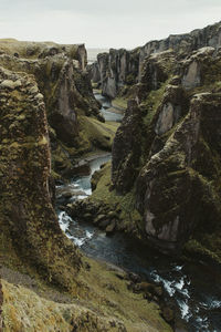 Scenic view of river flowing through rocks