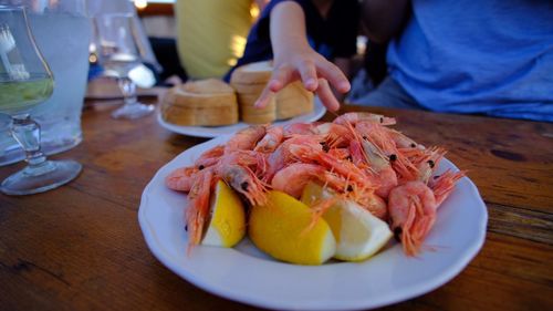 Close-up of food served on table in restaurant