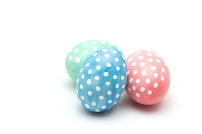 Close-up of balls on white background