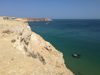 Scenic view of sea against clear sky