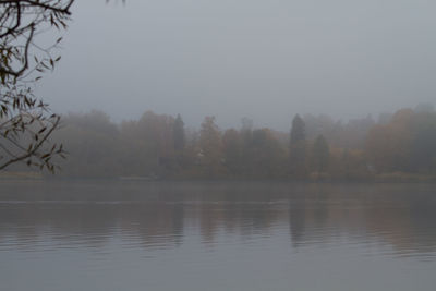 View of lake in foggy weather