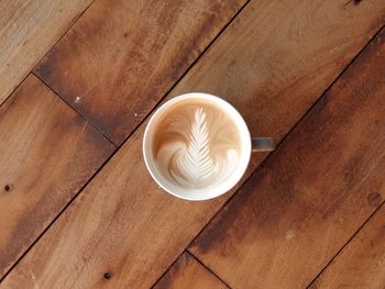 Directly above shot of cappuccino on table