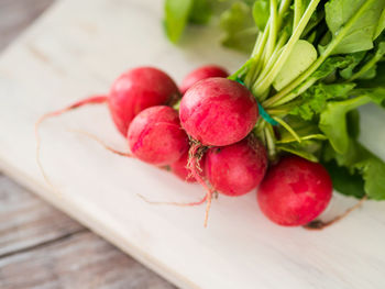 Close-up of strawberries on table