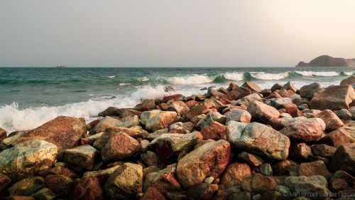 Scenic view of sea against clear sky