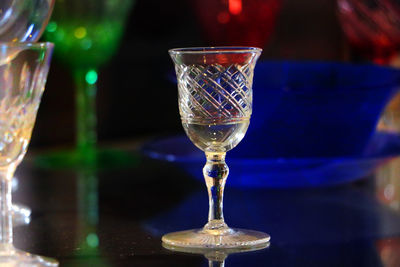 Close-up of wine glass on table
