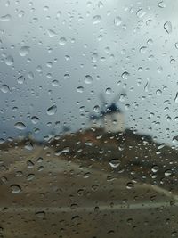 Close-up of water drops on glass