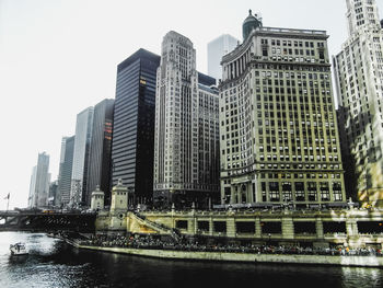 Low angle view of skyscrapers in city