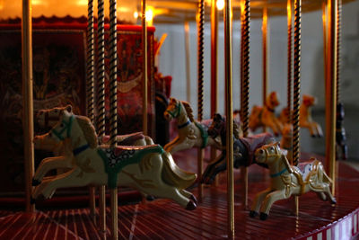 Close-up of carousel in amusement park