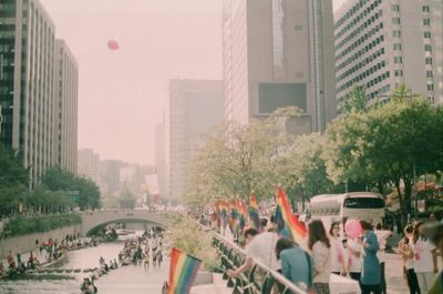 People walking in city