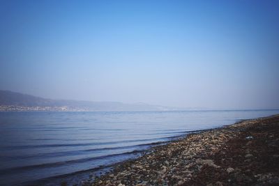 Scenic view of sea against clear sky