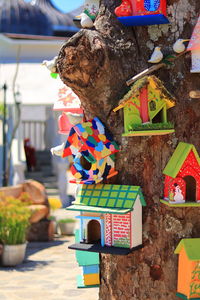 Close-up of toys for sale at market stall