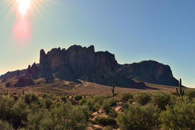 Scenic view of mountains against clear sky